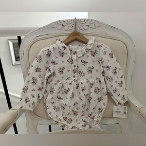 🦢 24 Mth Organic Baby Muslin Cotton Bubble Onesie Victorian Floral Vibes